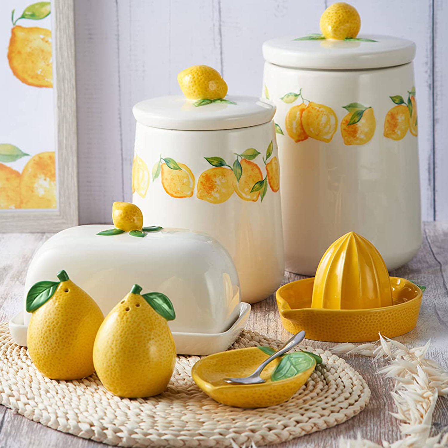 C trus タンジェリン ブースター C 3本セット Ceramic Tea Coffee Sugar Canister Set Kitchen Storage Jar Amalfi